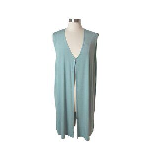 Carolyn Strauss Womens Cardigan 3x Mint Sleeveless Long Duster Plus Size